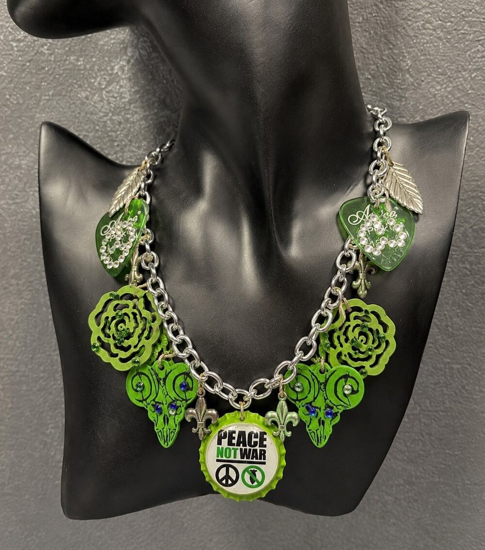 Handmade Peace Not War Statement Charm Necklace | One of a Kind
